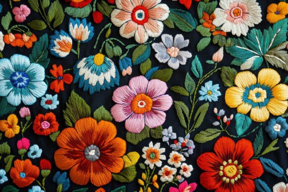 Colorful Embroidery on Black Fabric Back Review