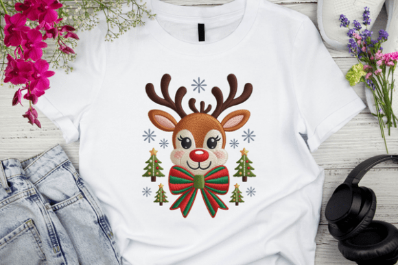Review: Cute Reindeer Face with Bow Embroidery