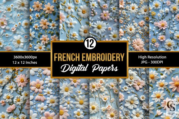Review: French Daisy Embroidery Seamless Pattern
