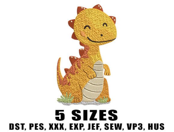 Reviewing the Adorable Yellow Dinosaur Embroidery Design